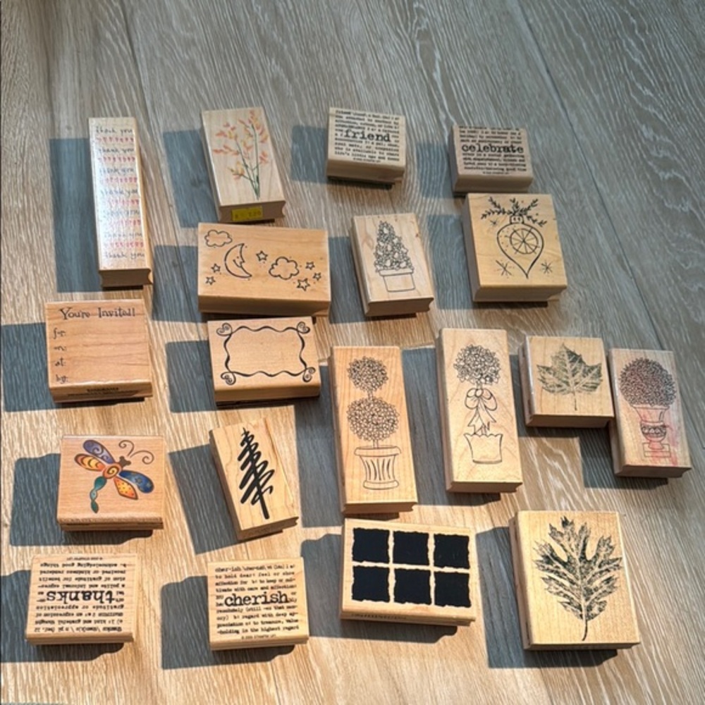 Large Mixed Brand lot of Assorted Wooden Rubber Stamps